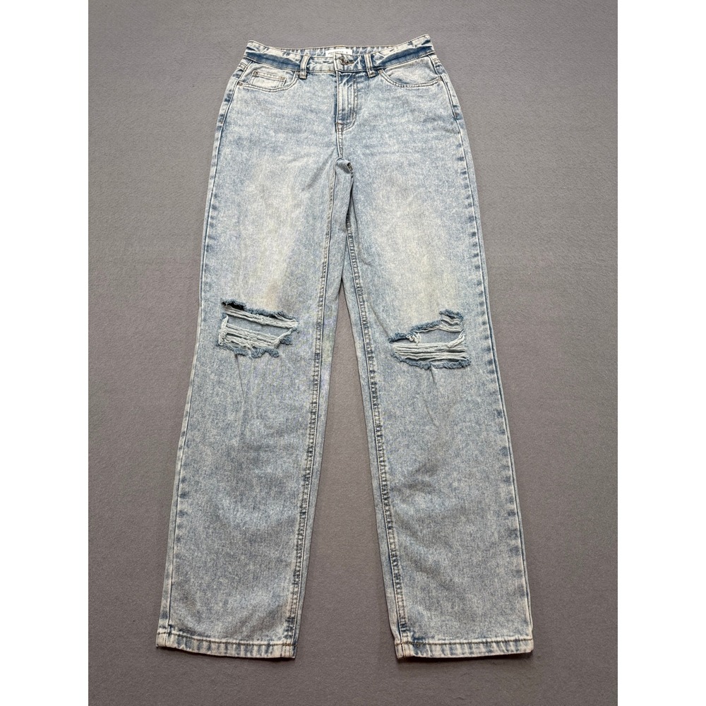 Aeropostale‎ Jeans Women's 2 Light Blue Acid Wash High Rise Baggy Distressed Y2K